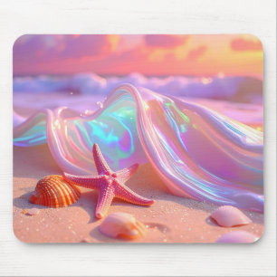 Fantasy Dream Beach With Beautiful Pink Starfish Mouse Pad
