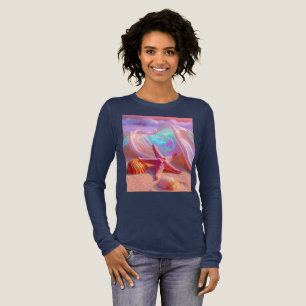 Fantasy Dream Beach With Beautiful Pink Starfish Tri-Blend Shirt