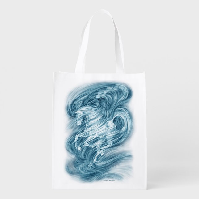 Fantasy Dream Horse Art Grocery Bag (Back)