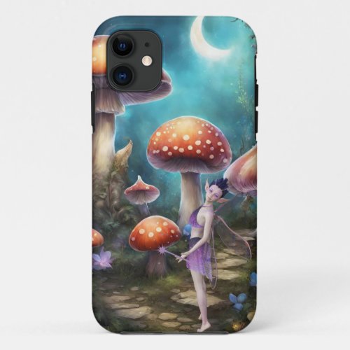 Fantasy Dream World Fairy and Mushrooms  iPhone 11 Case