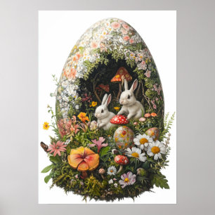 Fantasy Easter Egg Forest Bunny Poster