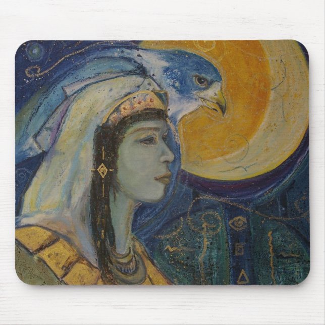 Fantasy Egyptian Falcoln Moon Goddess Mousepad (Front)