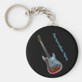 Fantasy Electric Guitar Keychain Personalized