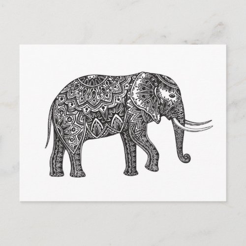 Fantasy Elephant Doodle Postcard