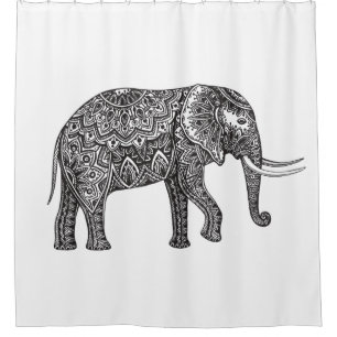 Fantasy Elephant Doodle Shower Curtain