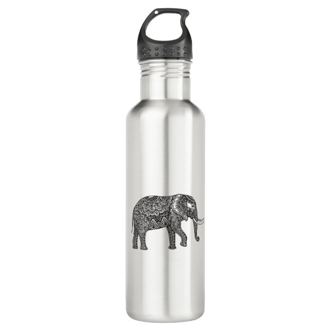 Fantasy Elephant Doodle Water Bottle (Front)