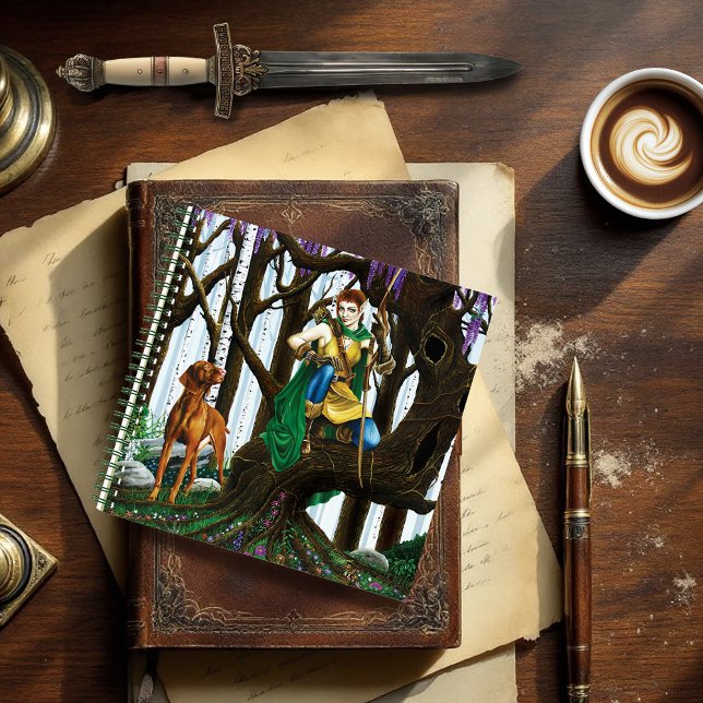Fantasy Elf Archer Vizsla Dog Enchanted Forest Notebook (Creator Uploaded)