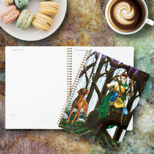Fantasy Elf Archer Vizsla Dog Enchanted Forest Planner