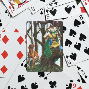 Fantasy Elf Archer Vizsla Dog Enchanted Forest Poker Cards