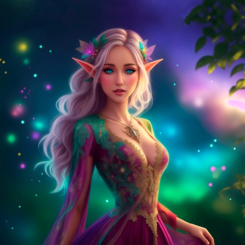 Fantasy elf princess elegant bright lovely elven foil holiday postcard