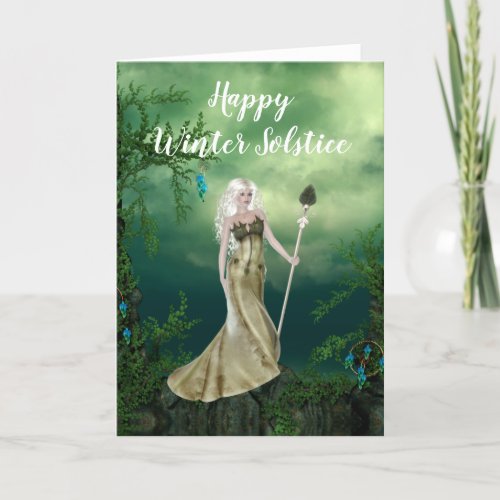 Fantasy Elf with Staff Winter Solstice Card
