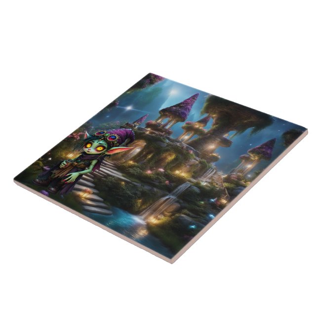 Fantasy Elf  world Ceramic Tile (Side)