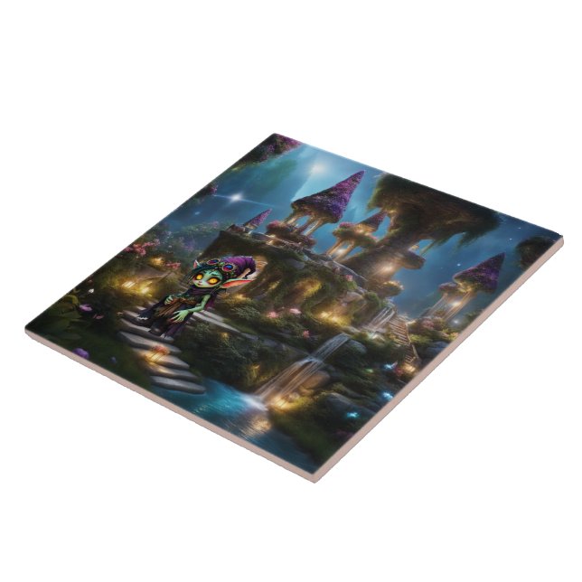 Fantasy Elf  world Ceramic Tile (Side)