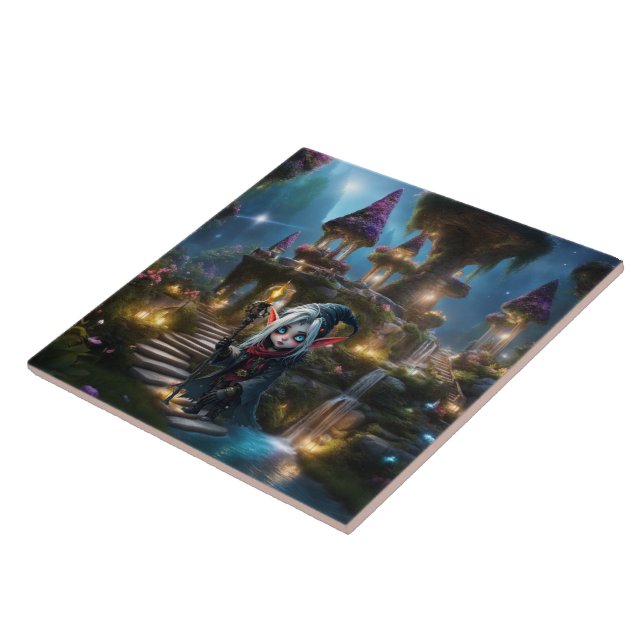 Fantasy Elf  world Ceramic Tile (Side)