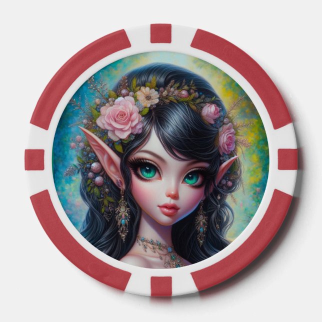 Fantasy Elven Woman  Poker Chips (Front)