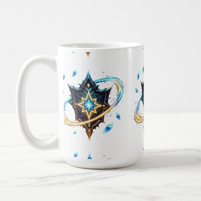 Fantasy Emblem with Floating Blades – Magical Ener Coffee Mug (Left)