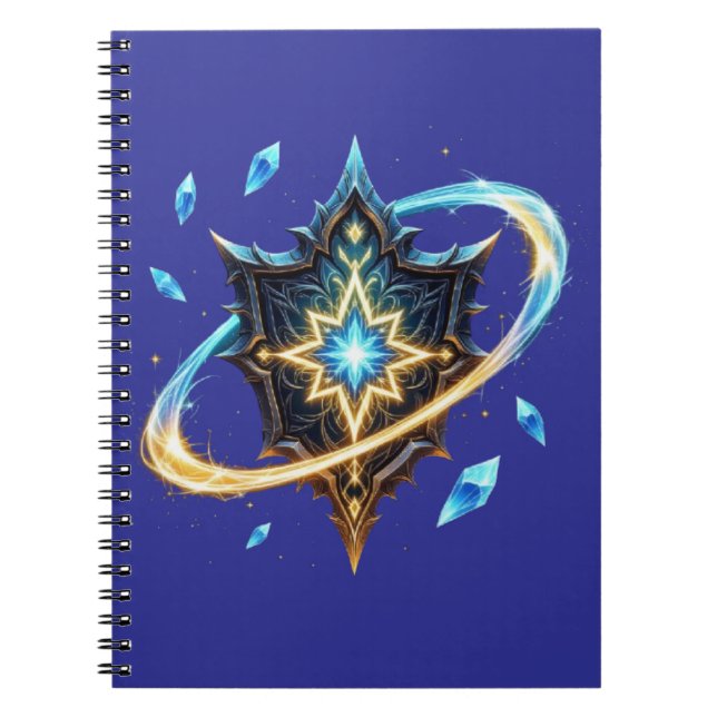 Fantasy Emblem with Floating Blades – Magical Ener Notebook (Front)