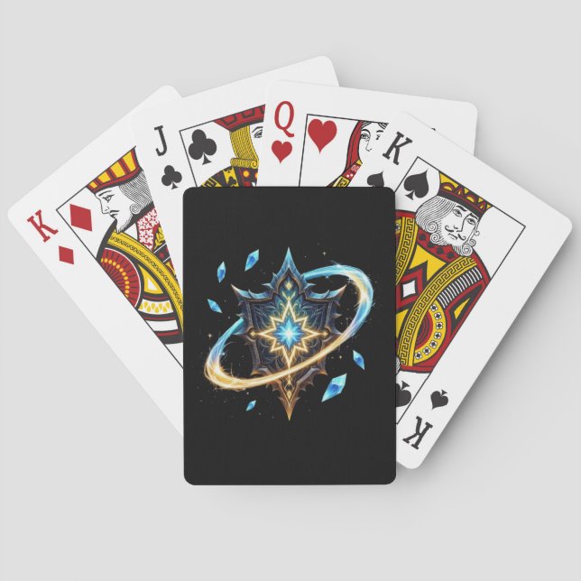 Fantasy Emblem with Floating Blades – Magical Ener Poker Cards (Back)