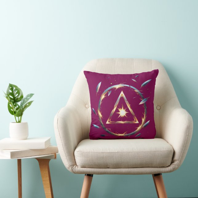 Fantasy Emblem with Floating Blades – Magical Ener Throw Pillow (Chair)