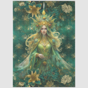 Fantasy Emerald Forest Queen Decoupage Tissue Paper