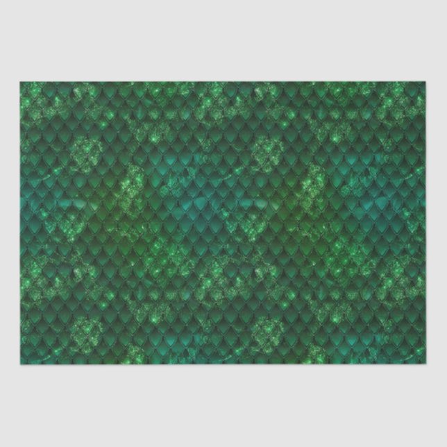 Fantasy Emerald Green Dragon Scale Tissue Paper (Front)