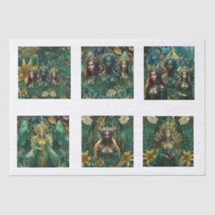 Fantasy Emerald Queens of the Forest Decoupage Tissue Paper
