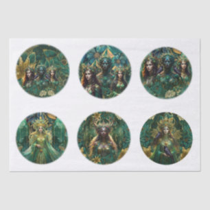 Fantasy Emerald Queens of the Forest Decoupage Tissue Paper