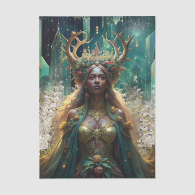 Fantasy Emerald Queens of the Forest Decoupage Tissue Paper (Front)