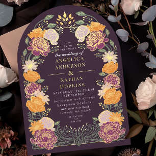 Fantasy Enchanted Floral Garden Wedding Arch Invitation