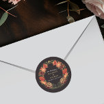 Fantasy Enchanted Floral Garden Wedding Classic Round Sticker<br><div class="desc">Elegant,  whimsical,  Fantasy Enchanted Floral Garden wedding design perfect for either an enchanted forest-themed celebration. This design features floral elements in a frame of green leaves,  and gold accents. Matching items in our shop for a complete party theme.</div>