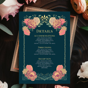 Fantasy Enchanted Floral Garden Wedding Details Enclosure Card