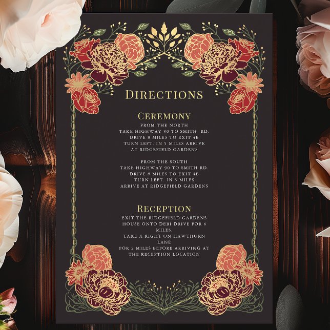 Fantasy Enchanted Floral Garden Wedding Directions Enclosure Card (Creator Uploaded)