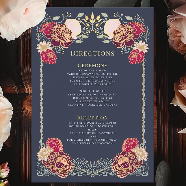 Fantasy Enchanted Floral Garden Wedding Directions Enclosure Card (Creator Uploaded)