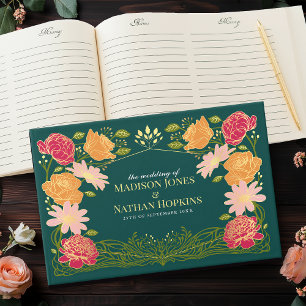 Fantasy Enchanted Floral Garden Wedding Guest Book