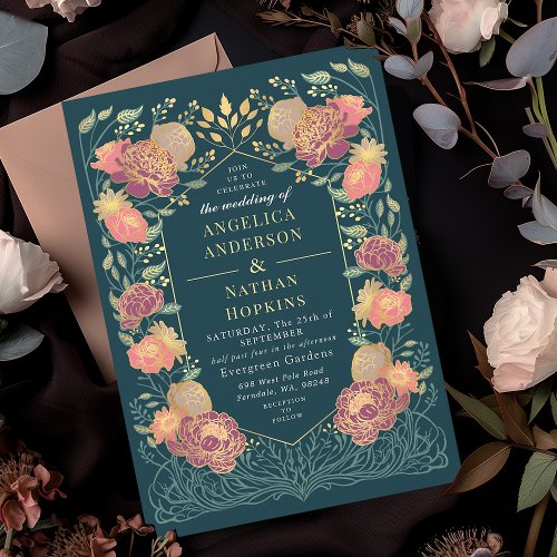 Fantasy Enchanted Floral Garden Wedding Invitation