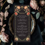 Fantasy Enchanted Floral Garden Wedding  Menu<br><div class="desc">Elegant,  whimsical,  Fantasy Enchanted Floral Garden wedding design perfect for either an enchanted forest-themed celebration. This design features floral elements in a frame of green leaves,  and gold accents. Matching items in our shop for a complete party theme.</div>