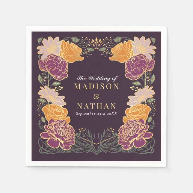 Fantasy Enchanted Floral Garden Wedding  Napkins (Front)