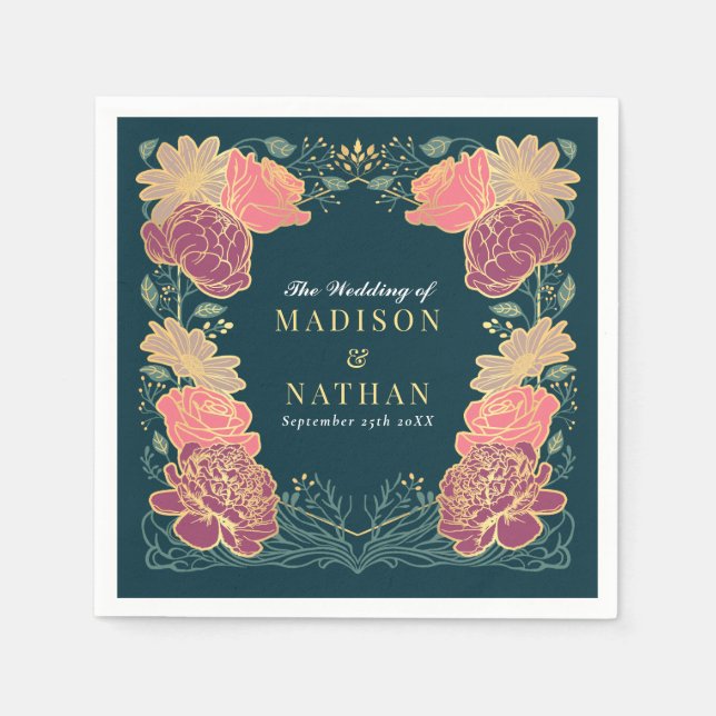 Fantasy Enchanted Floral Garden Wedding  Napkins (Front)