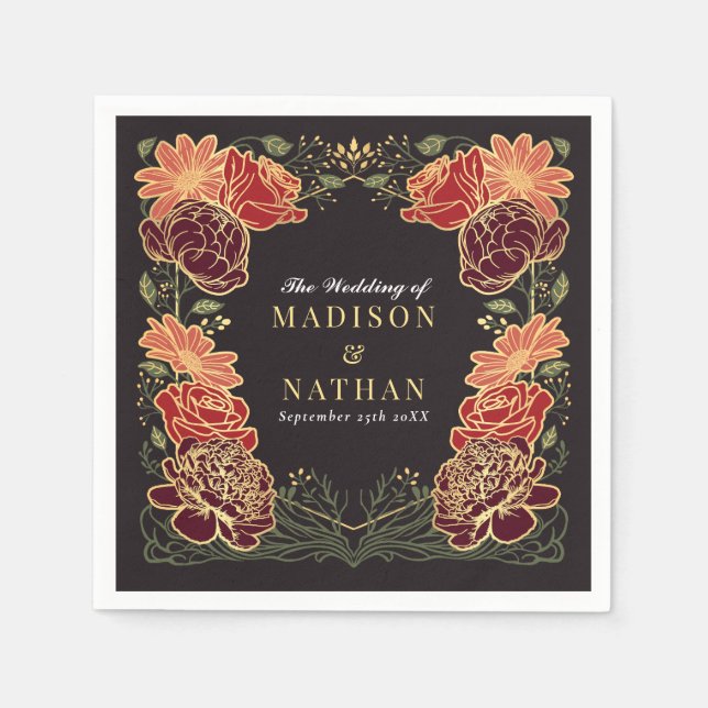 Fantasy Enchanted Floral Garden Wedding  Napkins (Front)