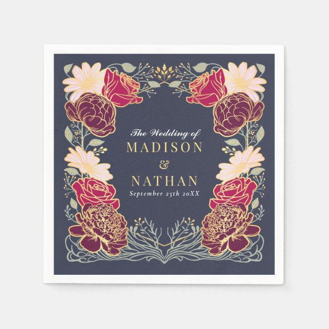 Fantasy Enchanted Floral Garden Wedding  Napkins (Front)