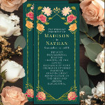 Fantasy Enchanted Floral Garden Wedding Program<br><div class="desc">This elegant, whimsical, Fantasy Enchanted Floral Garden design is perfect for an enchanted forest-themed celebration or a garden party. This design features pink and orange floral elements in a frame of green leaves and gold accents against a green background. Matching items in our shop for a complete party theme. The...</div>