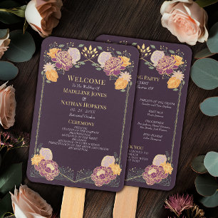 Fantasy Enchanted Floral Garden Wedding Program Hand Fan