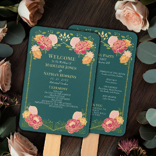 Fantasy Enchanted Floral Garden Wedding Program Hand Fan