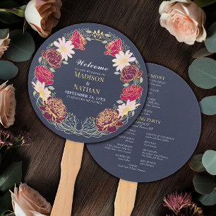Fantasy Enchanted Floral Garden Wedding Program Hand Fan