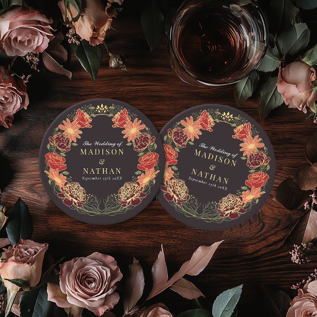 Fantasy Enchanted Floral Garden Wedding Round Paper Coaster (Creator Uploaded)