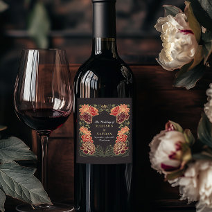Fantasy Enchanted Floral Garden Wedding Wine Label