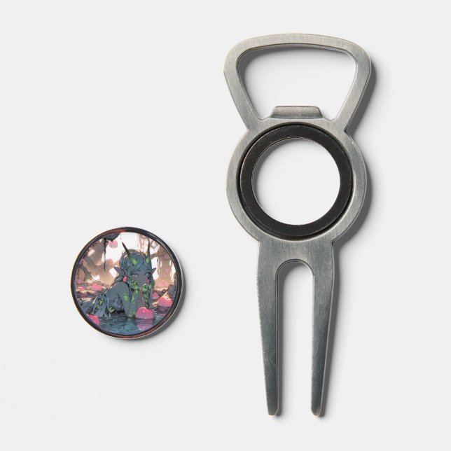Fantasy Enchanted Forest Aesthetic Anime Girl Divot Tool (Front (Open))
