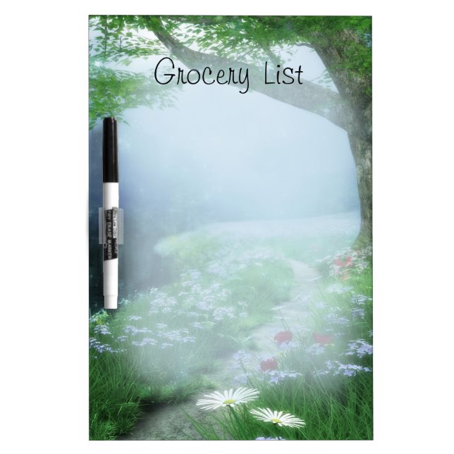 Fantasy Enchanted Forest Land Grocery List Dry Erase Board (Front)