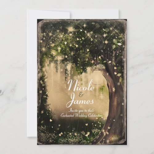 Fantasy Enchanted Love Forest Vintage Wedding  Invitation