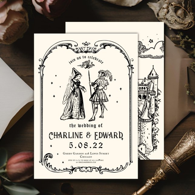 Fantasy Engraving Art Medieval Wedding Invitation (Creator Uploaded)